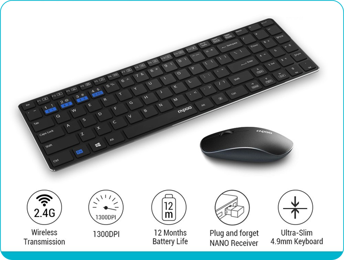 Rapoo 9300M Wireless Keyboard and Mouse