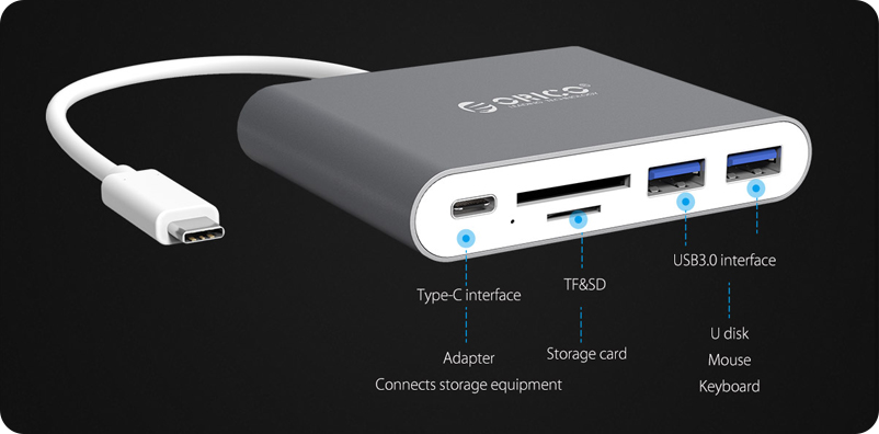 Orico RCC2A USB-C To USB Adapter and Card Reader