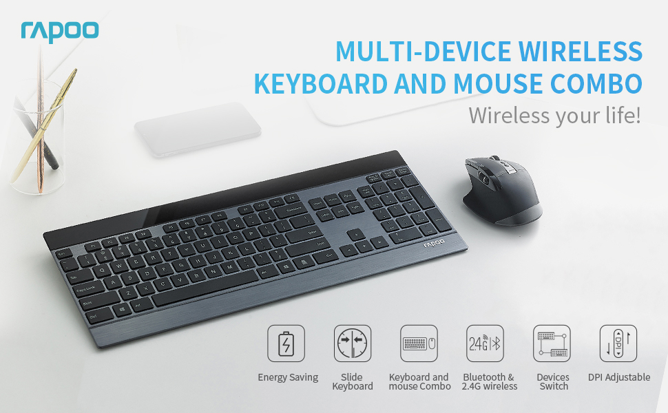Rapoo 9900M Multi-mode Wireless Keyboard and Mouse