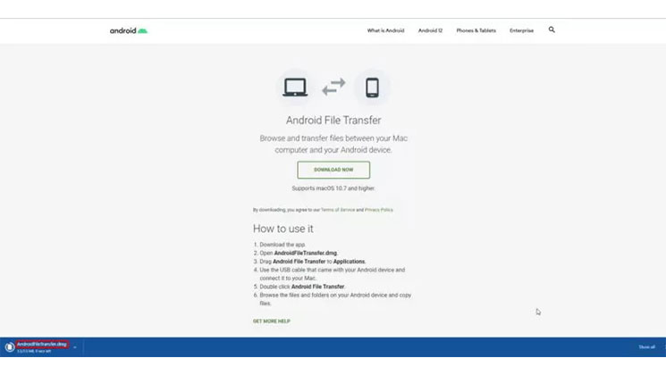 روش سوم: Android File Transfer
