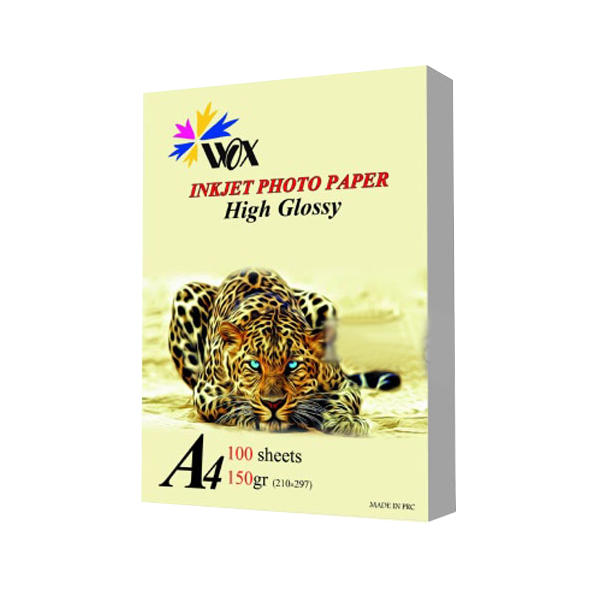 خرید و قیمت کاغذ فتوگلاسه وکس سایز A4 وزن 150 گرم 100 برگ ا Wox High Glossy Paper A4150gr ترب 3227